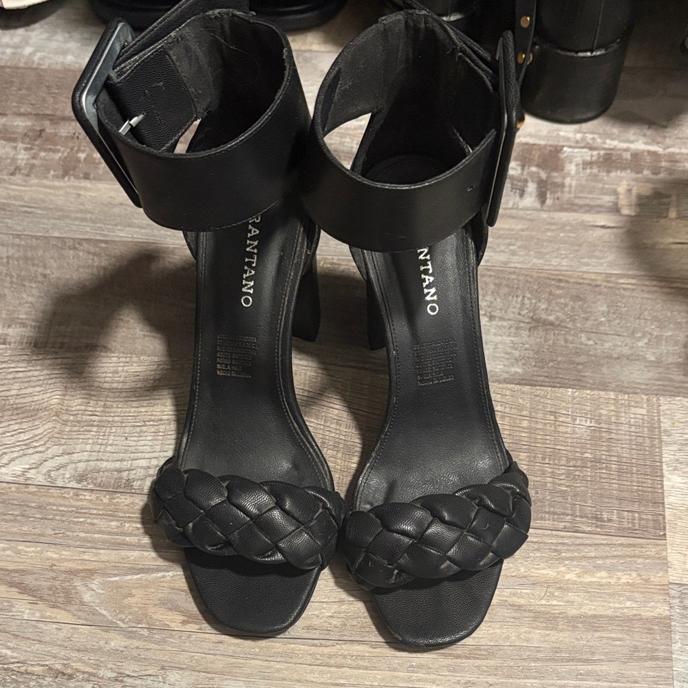 Brantano Black Braided Strap Heels